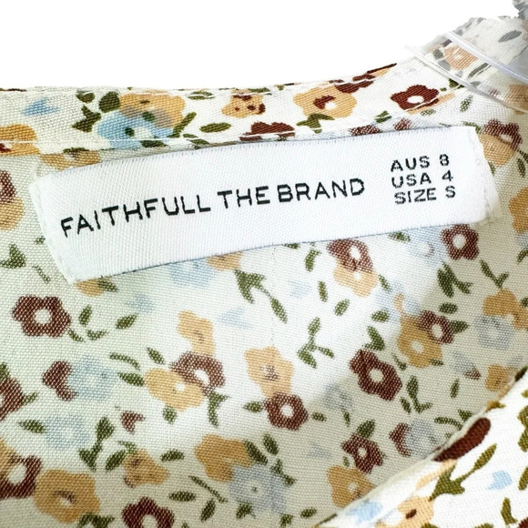 Faithfull The Brand Sidonie Floral Aurelia Cream Floral Mini Dress Size 4 - Picture 10 of 12